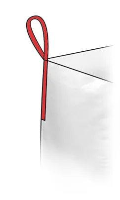 Close-up of a woven PP raffia lifting loop on a big bag